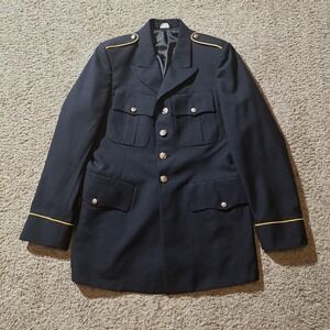 DeRossi & Son Army Dress Coat Mens 38LC Military Uniform Jacket Gold Trim Poly